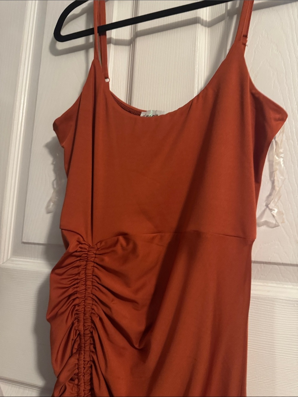 Almost Famous Rust Ruched Slip Dress - Picture 3 of 6